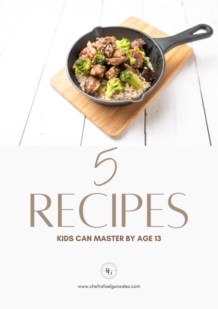 Free resource of 5 recipes for kids to master by age 13