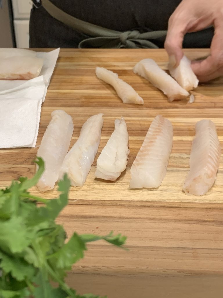 cod fish cut to size for tacos