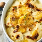 Potato and parsnip gratin with thyme and gruyere cheese